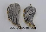 NGP1744 28*55mm - 30*65mm carved leaf druzy agate pendants