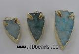 NGP1749 20*30mm - 25*50mm arrowhead druzy agate gemstone pendants