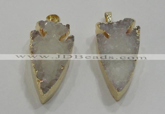 NGP1750 20*30mm - 25*50mm arrowhead druzy agate gemstone pendants