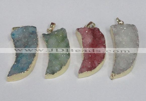 NGP1786 15*35mm - 20*45mm oxhorn druzy agate gemstone pendants