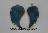 NGP1790 30*60mm - 35*65mm wing-shaped druzy agate pendants