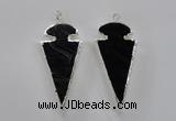 NGP1807 25*60mm - 30*65mm arrowhead black agate pendants