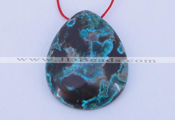 NGP185 30*38mm flat teardrop chrysocolla gemstone pendant jewelry