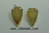 NGP1872 20*30mm - 25*50mm arrowhead druzy agate gemstone pendants