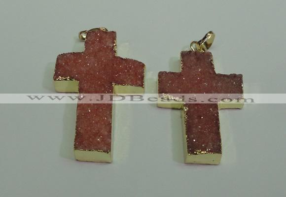 NGP1876 30*45mm - 32*50mm cross druzy agate gemstone pendants