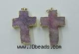 NGP1878 30*45mm - 32*50mm cross druzy agate gemstone pendants