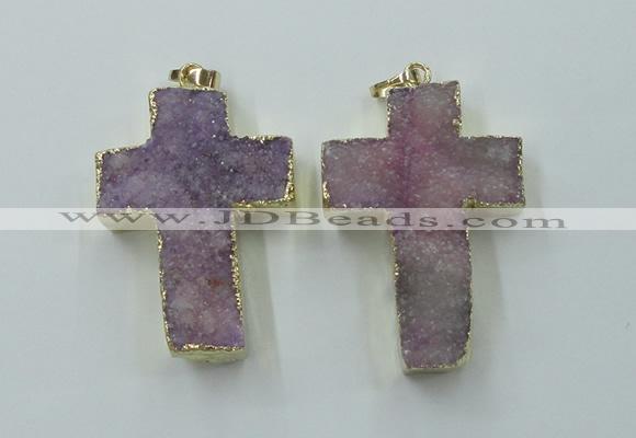 NGP1878 30*45mm - 32*50mm cross druzy agate gemstone pendants