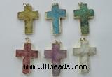 NGP1879 30*45mm - 32*50mm cross druzy agate gemstone pendants