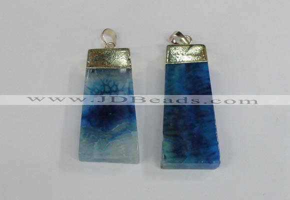 NGP1908 18*40mm - 20*50mm trapezoid agate gemstone pendants