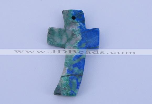 NGP192 31*52mm cross lapis & chrysocolla gemstone pendant jewelry