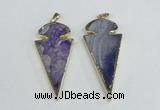 NGP1925 30*65mm arrowhead agate gemstone pendants wholesale