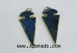 NGP1926 30*65mm arrowhead agate gemstone pendants wholesale