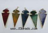 NGP1927 30*65mm arrowhead agate gemstone pendants wholesale