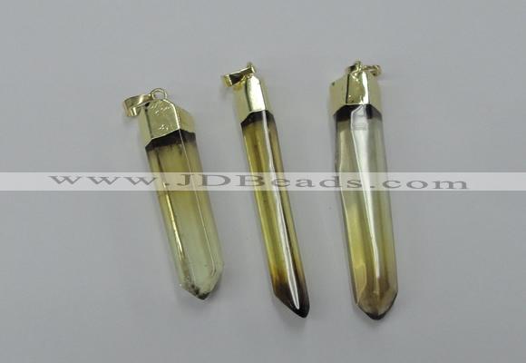 NGP1931 6*50mm - 8*55mm stick lemon quartz pendants wholesale