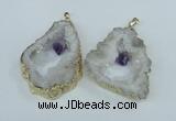 NGP1950 30*40mm - 45*55mm freeform druzy agate & amethyst pendants