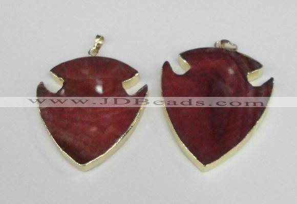 NGP1962 47*57mm arrowhead agate gemstone pendants wholesale