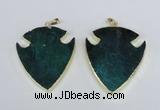 NGP1965 47*57mm arrowhead agate gemstone pendants wholesale