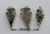 NGP1987 15*40mm - 20*50mm arrowhead druzy agate pendants