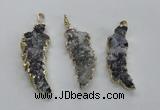 NGP1988 15*40mm - 20*50mm wing-shaped druzy agate pendants