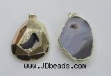 NGP1995 35*45mm - 40*50mm freeform plated druzy agate pendants