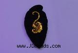 NGP2001 22*45mm carved gold plated matte black obsidian pendants