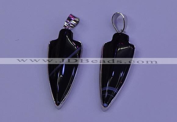 NGP2057 15*40mm - 18*45mm arrowhead striped agate pendants