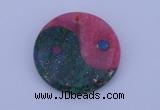 NGP208 6*40mm coin dyed rhodochrosite & chrysocolla gemstone pendant