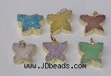 NGP2114 15*20mm - 18*25mm butterfly druzy agate gemstone pendants