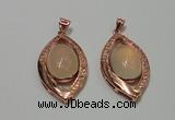 NGP2131 22*40mm agate gemstone pendants with crystal pave alloy settings