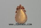 NGP2137 22*40mm agate gemstone pendants with crystal pave alloy settings