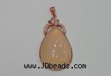 NGP2138 27*50mm agate gemstone pendants with crystal pave alloy settings