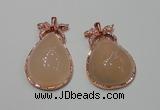 NGP2145 28*48mm agate gemstone pendants with crystal pave alloy settings