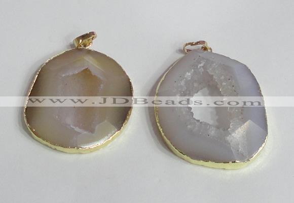 NGP2221 30*40mm - 40*45mm freeform druzy agate gemstone pendants