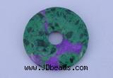 NGP223 5*30mm synthetic ruby zoisite & malachite gemstone donut pendant