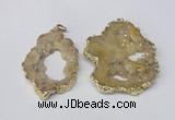 NGP2241 40*50mm - 45*55mm freeform plated druzy agate pendants