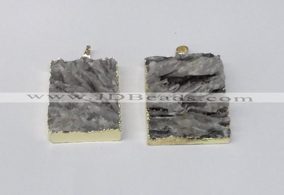 NGP2249 30*40mm - 40*45mm rectangle druzy agate gemstone pendants