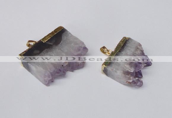 NGP2252 25*35mm - 35*40mm freeform druzy amethyst pendants