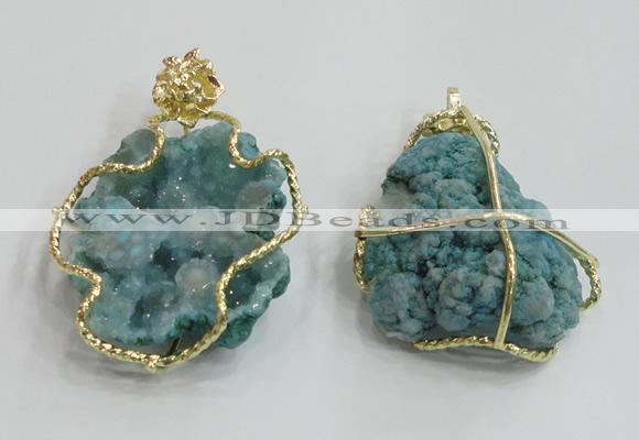 NGP2280 35*45mm - 45*50mm freeform druzy agate gemstone pendants