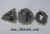 NGP2324 35*45mm - 45*55mm freeform plated druzy agate pendants