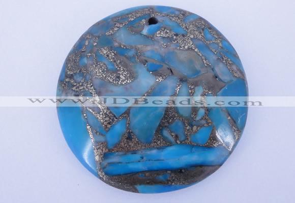 NGP236 7*40mm dyed golden turquoise & pyrite gemstone pendants