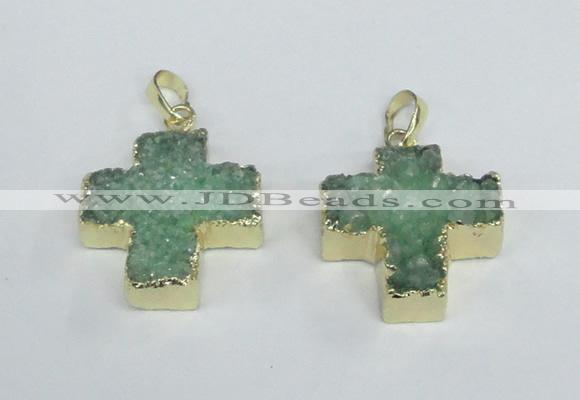 NGP2402 25*26mm - 27*28mm cross druzy agate pendants wholesale