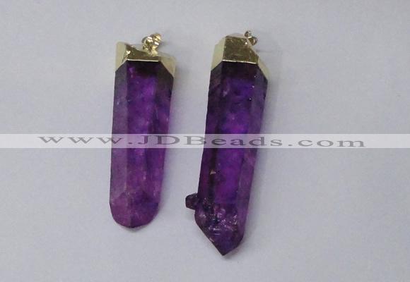 NGP2426 15*50mm - 18*65mm sticks dyed white crystal pendants