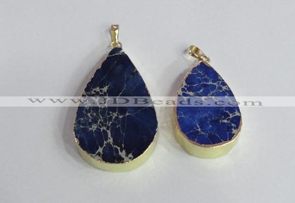 NGP2459 20*30mm - 30*35mm flat teardrop sea sediment jasper pendants