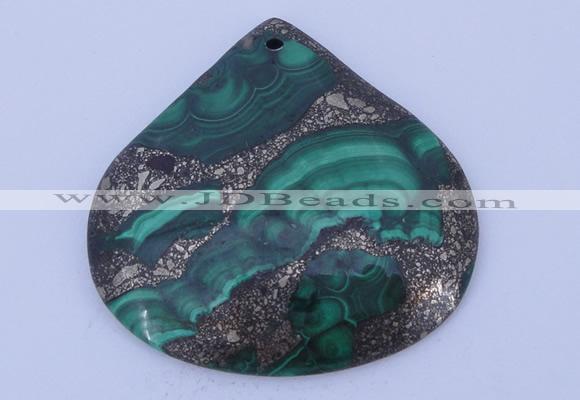 NGP251 43*45mm fashion malachite & pyrite gemstone pendants