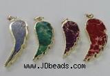 NGP2530 18*40mm - 22*55mm wing-shaped sea sediment jasper pendants