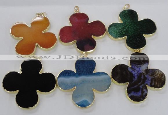 NGP2546 53*53mm - 56*56mm flower agate gemstone pendants