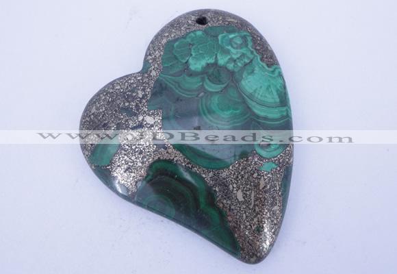 NGP255 41*50mm fashion malachite & pyrite gemstone pendants