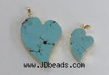 NGP2604 40*50mm - 50*70mm heart turquoise pendants wholesale