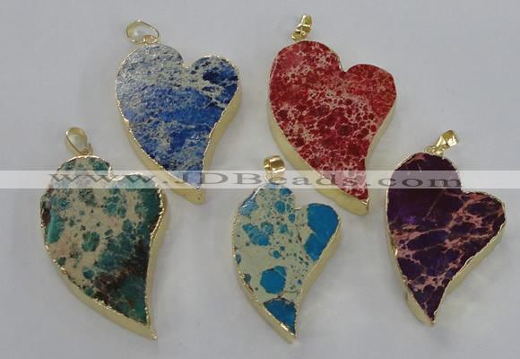 NGP2611 40*50mm - 50*70mm heart sea sediment jasper pendants