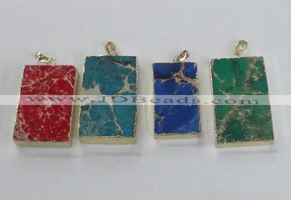 NGP2619 20*40mm - 25*45mm rectangle sea sediment jasper pendants